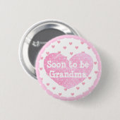 Oma to be Pink Footprints Baby Showknopf Button (Vorne & Hinten)