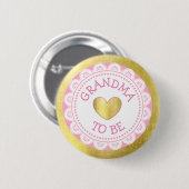 Oma to be Pink & Gold Baby Showknopf Button (Vorne & Hinten)