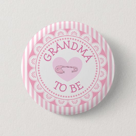 Oma to be Pink Heart Baby Showknopf Button (Vorderseite)