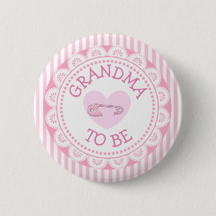Oma to be Pink Heart Baby Showknopf Button