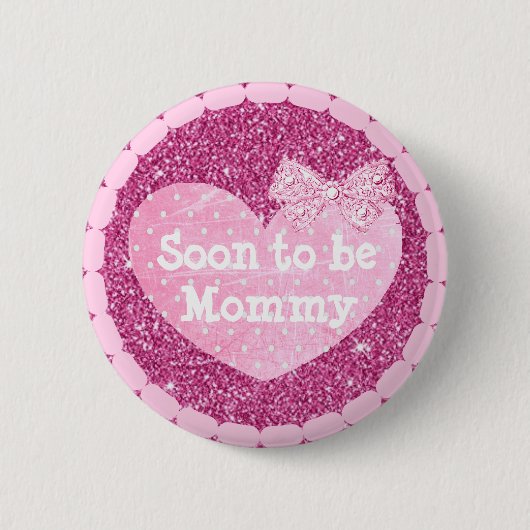 Oma to be Pink Imitats Glitzer Baby Showknopf Button (Vorderseite)