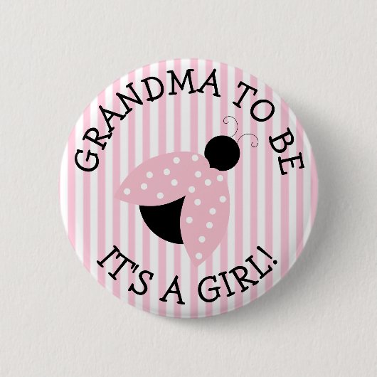 "Oma to be" Pink Ladybug Babydusche Button (Vorderseite)