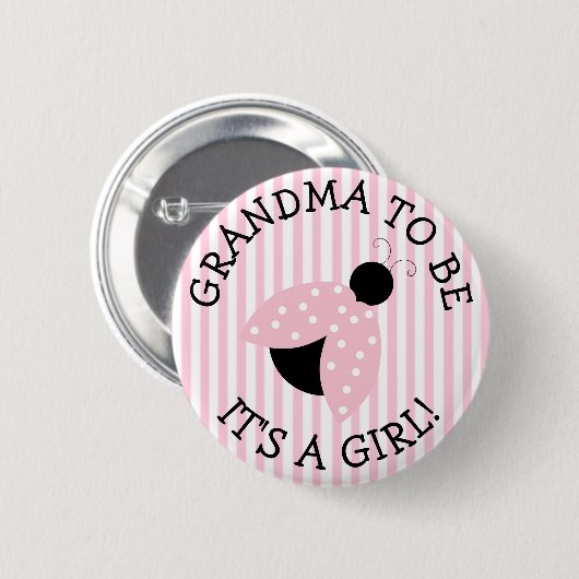 "Oma to be" Pink Ladybug Babydusche Button (Vorne & Hinten)
