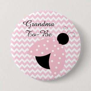 "Oma to be" Pink Ladybug Babydusche Button