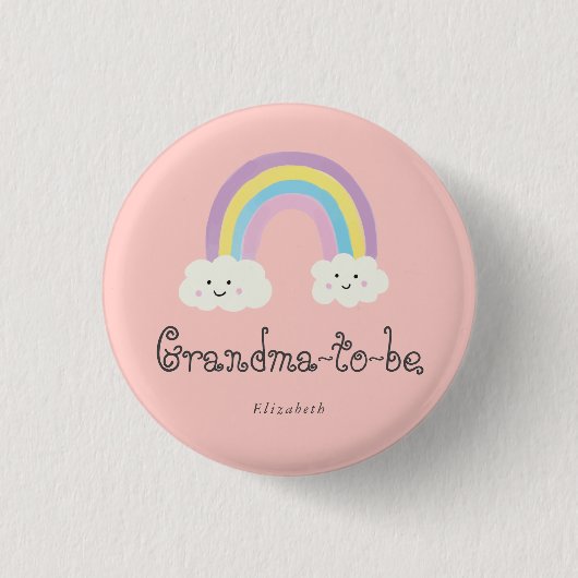Oma to be Rainbow Baby Shower Pastel Kawaii Button (Vorderseite)