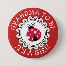 "Oma to be" Red Ladybug Baby Showknopf Button