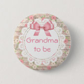 Oma to be Tan and Pink Bow Baby Showbutton Button (Vorderseite)