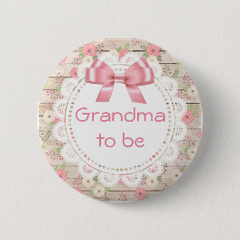 Oma to be Tan and Pink Bow Baby Showbutton Button