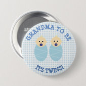 Oma to Be Twin Boys Blue Baby Showknopf Button (Vorne & Hinten)