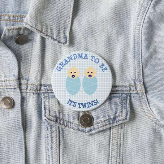 Oma to Be Twin Boys Blue Baby Showknopf Button (Beispiel)