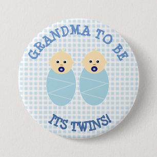 Oma to Be Twin Boys Blue Baby Showknopf Button