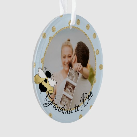 Oma to bee Wir erwarten mit Foto Ornament (Vorderseite)