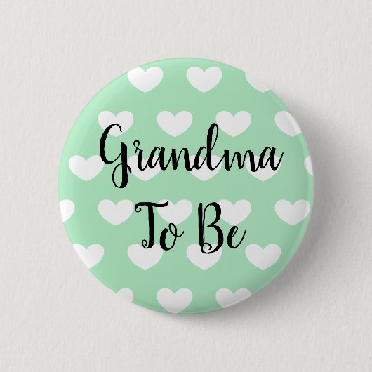 Oma to Sage Green Hearts Baby Shooting Button (Vorderseite)