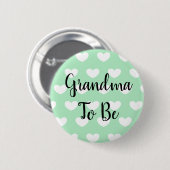 Oma to Sage Green Hearts Baby Shooting Button (Vorne & Hinten)