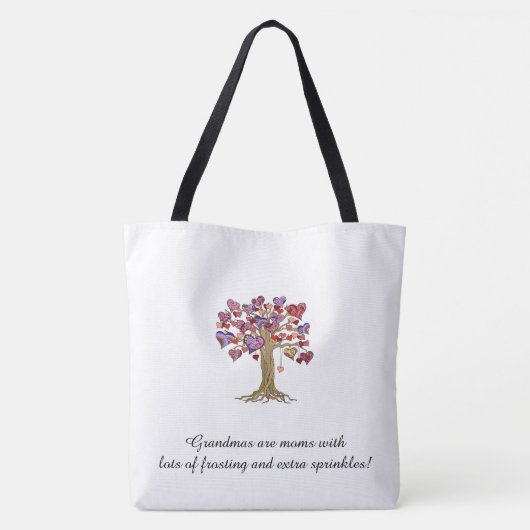 Oma Tree (Herz) individuelle Name/Daten Tasche (Rückseite)