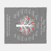 Oma Tree (Herzen), weiß/grau, 15 Namen/Daten Fleecedecke (Vorderseite (Horizontal))