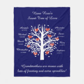 Oma Tree (Herzen), White/Navy 8 Names & Dates Fleecedecke (Vorderseite)