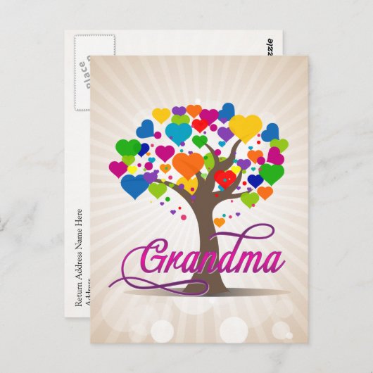 Oma Tree of Life Hearts Postkarte (Vorne/Hinten)