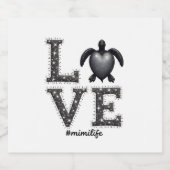 Oma Turtle - Liebe Mimi Life Sea Turtle, Mimi T Schaumweinetikett (Einzelnes Label)