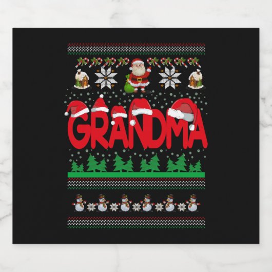 Oma Ugly Christmas Sweater Schaumweinetikett (Einzelnes Label)