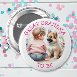 Oma, um Baby Girl und Puppy Pink Baby Dusche zu se Button