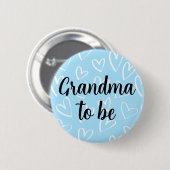 Oma, um weiß zu sein Herz blauer Baby-Dusche Button (Vorne & Hinten)