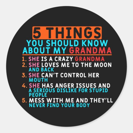 Oma und Großkinder Runder Aufkleber (Vorderseite)