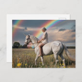 Oma und ihr Einhorn glauben an eine Wiese Postkarte (Vorne/Hinten)