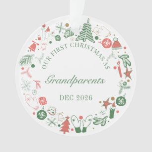 Oma und Opa 1. Weihnachten Hut Baum Handschuhe Mus Ornament