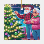 Oma und Opa dekorieren Weihnachtsbaum Keramikornament (Rückseite)
