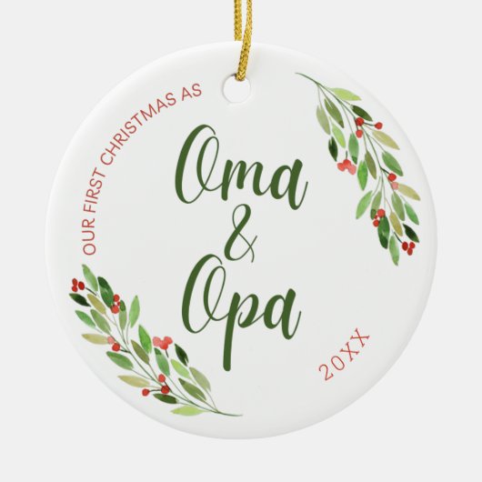 Oma und Opa erste Weihnachtsfeier Keramik Ornament (Vorne)