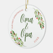 Oma und Opa erste Weihnachtsfeier Keramik Ornament (Links)