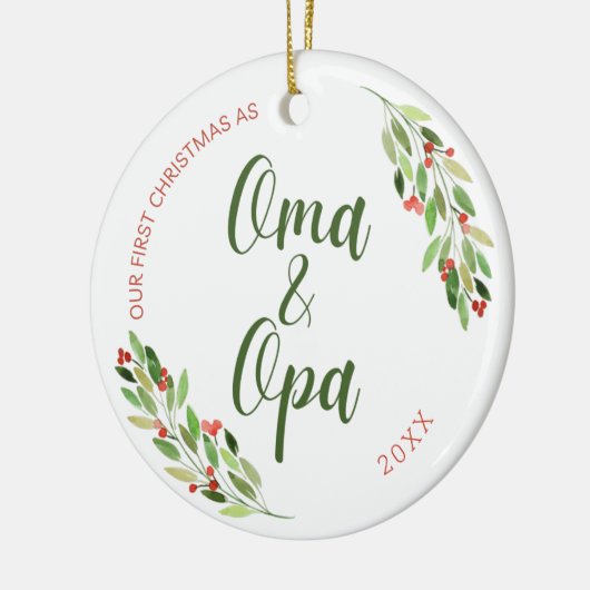 Oma und Opa erste Weihnachtsfeier Keramik Ornament (Links)