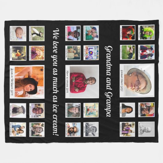 Oma und Opa Familie FotoCollage Grosses Fleecedecke (Vorderseite (Horizontal))
