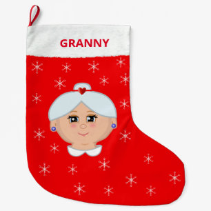 Oma und Schneeflocken Weihnachtsstrumpf Großer Weihnachtsstrumpf