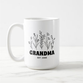Oma Vintag Floral Einfache Blume Doodle Custom Kaffeetasse
