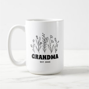 Oma Vintag Floral Einfache Blume Doodle Custom Kaffeetasse