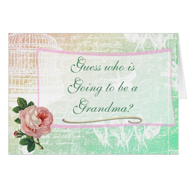 Oma Vintag Rose Baby Announccard (Vorderseite (Horizontal))