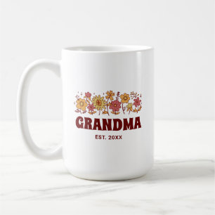 Oma Vintage Blumen Groovy Blumen Custom Text Kaffeetasse