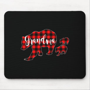 Oma von 2 Mädchen Jungen Xmas passendes rotes Karo Mousepad