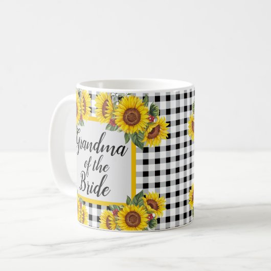 Oma von Bride Customized Gingham Sunflowers Kaffeetasse (Vorderseite Links)