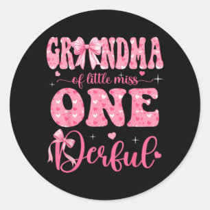 Oma von Little Miss Onederful Bow zum 1. Geburtsta Runder Aufkleber