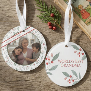Oma-Wasserfarben-Weihnachtsganzfoto-Andenken Ornament