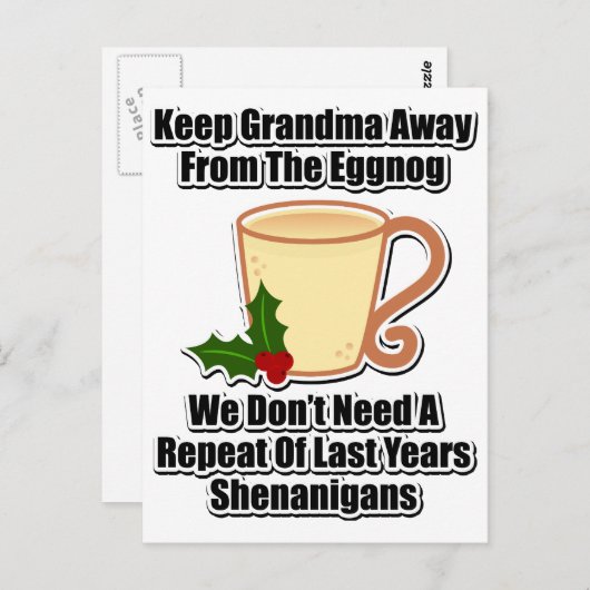 Oma weg vom Eggnog behalten Postkarte (Vorne/Hinten)