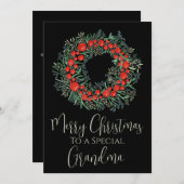 Oma Weihnachtsbeeren Feiertagskarte (Vorne/Hinten)