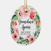 Oma Wieder 2nd Baby Personalisiert Floral Wreath Keramik Ornament (Rechts)