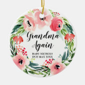 Oma Wieder 2nd Baby Personalisiert Floral Wreath Keramik Ornament (Vorne)