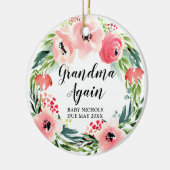 Oma Wieder 2nd Baby Personalisiert Floral Wreath Keramik Ornament (Links)