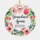 Oma Wieder 2nd Baby Personalisiert Floral Wreath Keramik Ornament (Hinten)