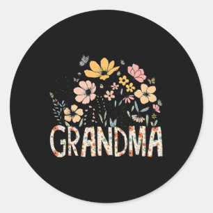 Oma Wildblume Niedlicher Blumenmütter Tag für Groß Runder Aufkleber